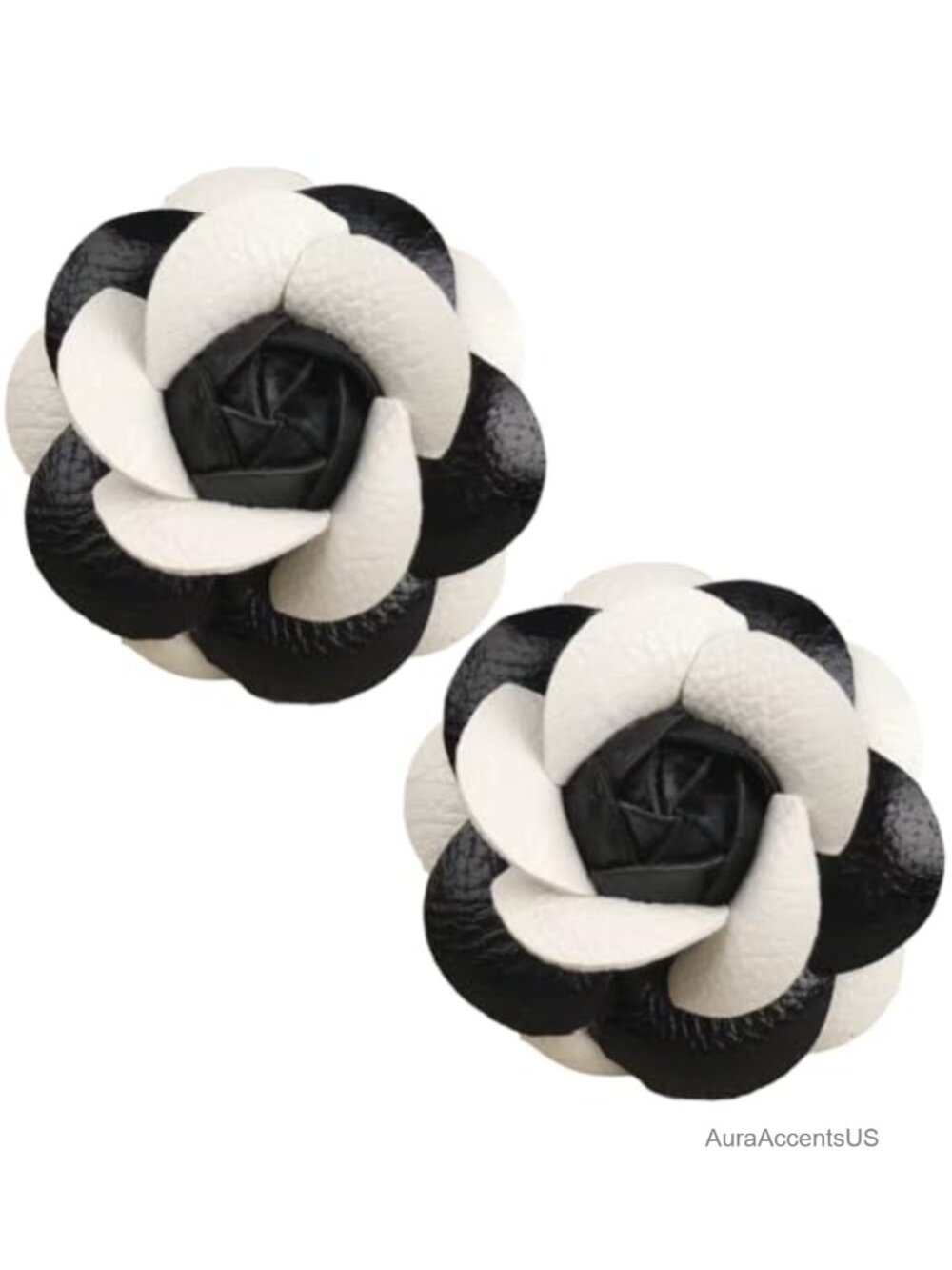 PU Leather Floral Shoe Clips 2Pcs Brooch Hairpin Bag Charm